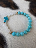 Natural Jade and Howlite Bracelet (Turquoise)