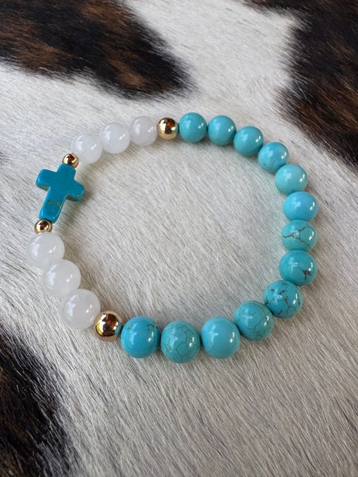 Natural Jade and Howlite Bracelet (Turquoise)