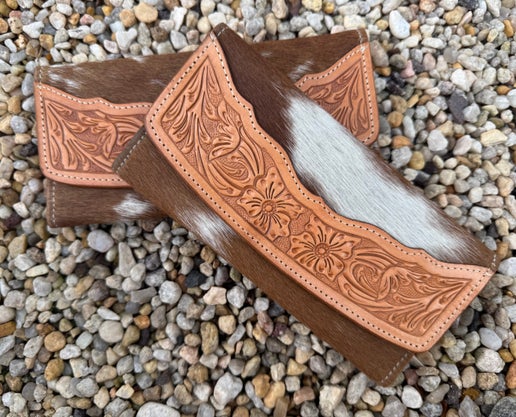 Tan and White Cowhide Wallet