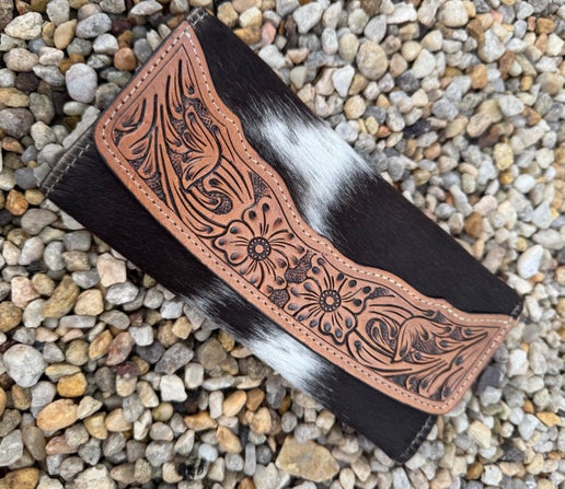 Chocolate and White Cowhide Wallet