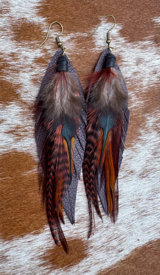 Merlot Feather Earrings
