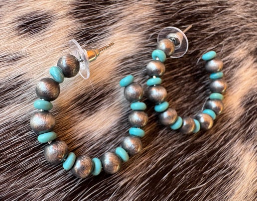 Navajo Pearl Inspired Hoop Earrings