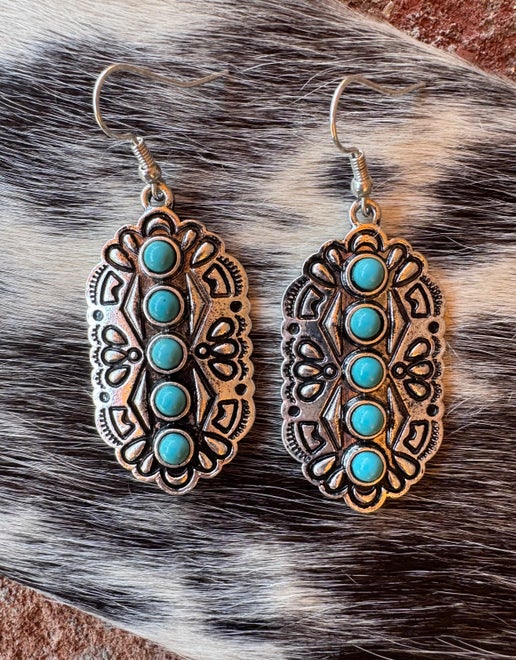 Turquoise Stone Drop Earrings