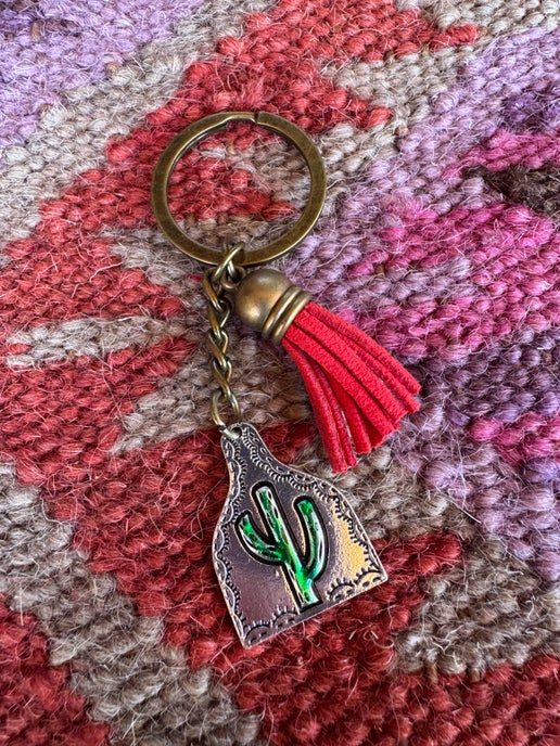 Cactus Cattle Tag Keychain