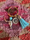 Longhorn and Turquoise Keychain