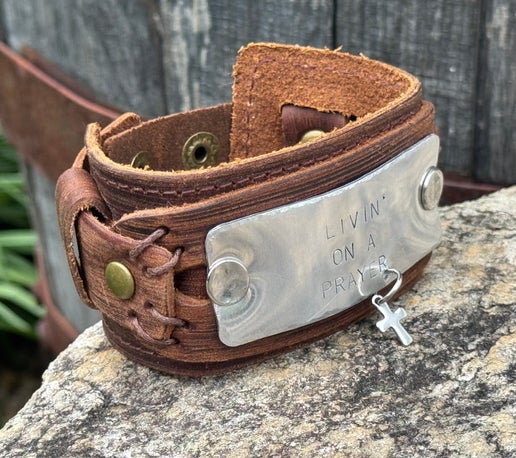 Livin' On A Prayer Leather Cuff