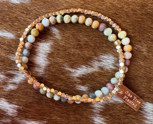 Agate Double Wrap Gold Bracelet