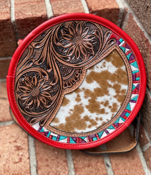 Round Red Leather Bag
