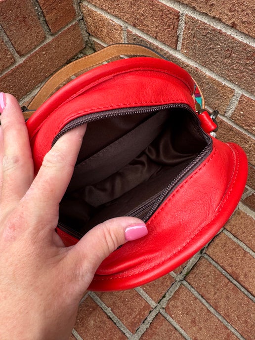Round Red Leather Bag