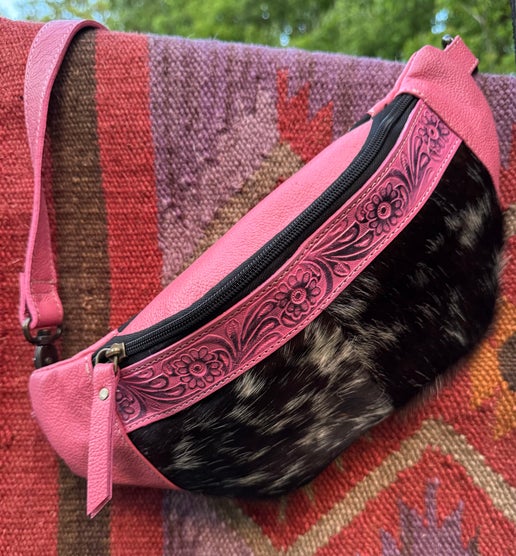 Pink Cowhide Sling Bag