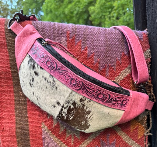 Pink Cowhide Sling Bag