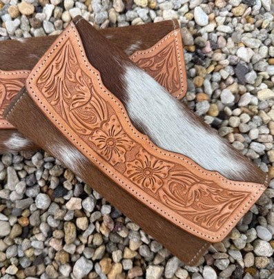 Tan and White Cowhide Wallet