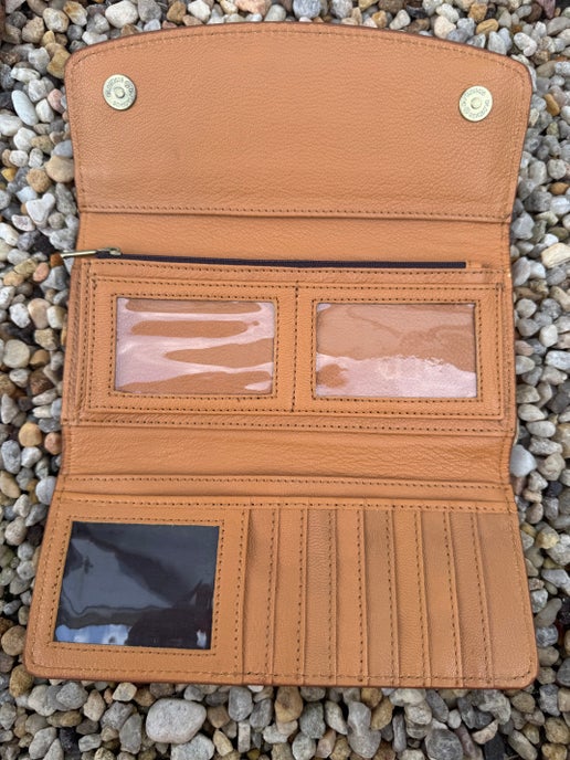 Tan and White Cowhide Wallet
