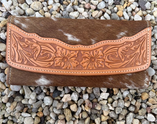 Tan and White Cowhide Wallet