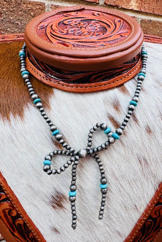 Western Navajo Pearl Inspired Bow Necklace