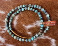 African Turquoise Double Wrap Gold Bar Bracelet