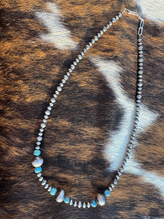 Navajo Pearl Necklace With Turquoise Beads