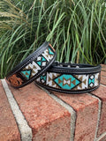 Black Leather Beaded Dog Collar